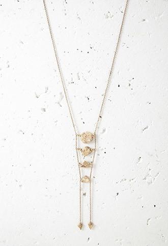 Forever21 Faux Stone Pendant Necklace (antic Gold/tan)
