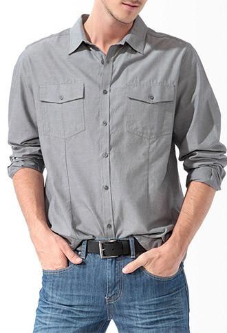 21 Men Checkered Trim Shirt
