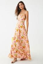 Forever21 Crinkled Floral Lace-up Maxi Dress