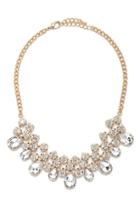 Forever21 Clear & Gold Rhinestone Statement Necklace