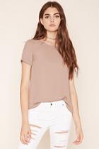 Forever21 Women's  Taupe Woven Cuffed Top