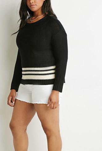 Forever21 Plus Contrast-striped Sweater