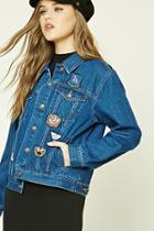 Forever21 Patch Graphic Denim Jacket