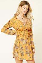 Forever21 Women's  Mustard I The Wild Floral Print Dress