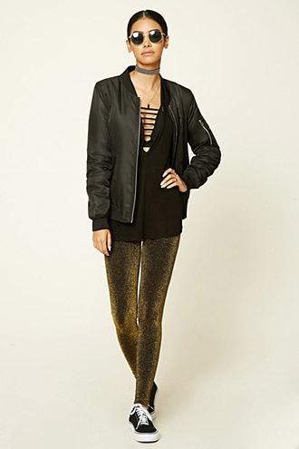 Forever21 Women's  Gold Shimmer Metallic Leggings