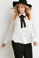Forever21 Plus Colorblocked Self-tie Neck Blouse
