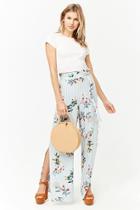 Forever21 Stripe Floral Wide-leg Pants