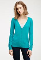 Forever21 Women's  Turquoise Classic V-neck Cardigan