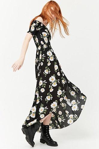 Forever21 Smocked Floral High-low Dress
