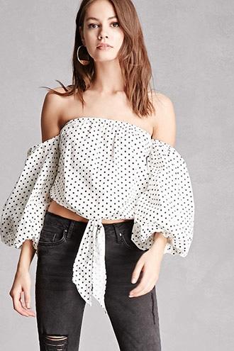 Forever21 Polka Dot Off-the-shoulder Top