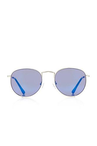 21 Men Silver & Blue Men Round Sunglasses