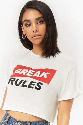Forever21 Break Rules Graphic Crop Top