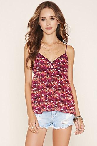 Forever21 Women's  Abstract Print Babydoll Cami
