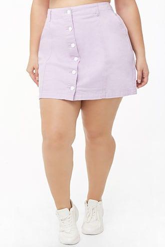 Forever21 Plus Size Button-front Denim Mini Skirt