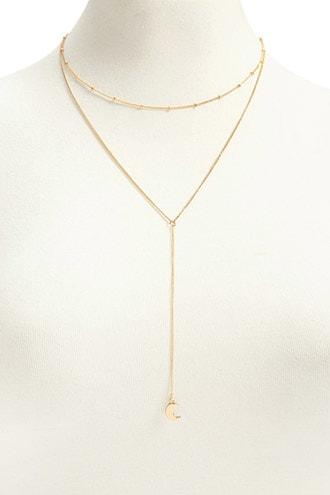 Forever21 Crescent Moon Pendant Layered Necklace