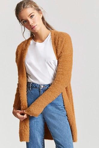 Forever21 Fuzzy Knit Open-front Cardigan