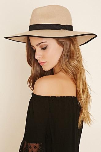 Forever21 Women's  Contrast Trim Fedora Hat