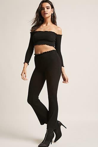 Forever21 Slub Knit Flare Pants