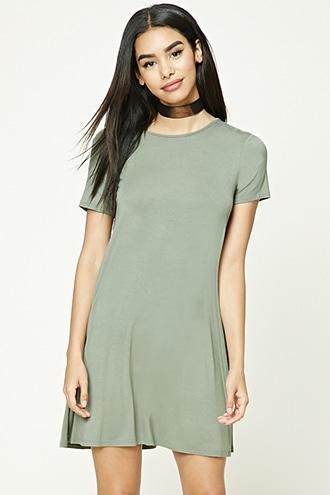 Forever21 V-back Slub Knit Swing Dress