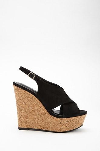 Forever21 Faux Suede Cork-wrapped Wedges