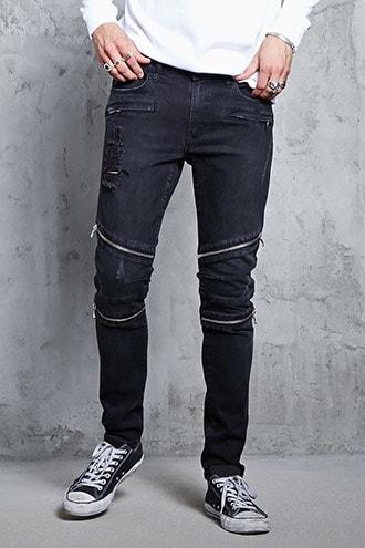 Forever21 Slim-fit Zip-detail Jeans