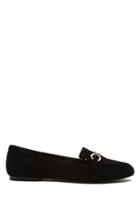 Forever21 Women's  Black Faux Suede Chain Loafers