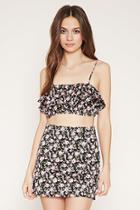 Forever21 Women's  Black & Pink Floral Print Mini Skirt