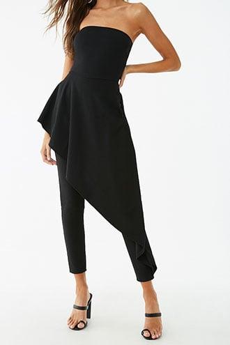 Forever21 Asymmetrical Flounce Tube Jumpsuit