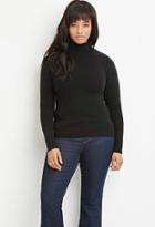 Forever21 Plus Women's  Black Plus Size Ribbed Turtleneck Sweater