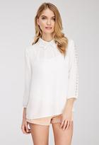 Love21 Crochet Collar Lace-paneled Blouse