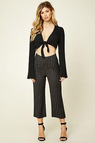 Forever21 Women's  Twelve Pinstripe Wide-leg Pants