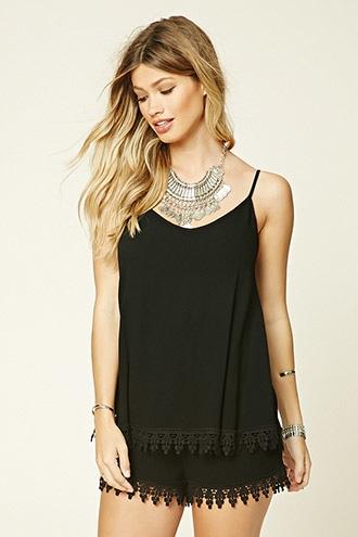 Forever21 Crochet-trimmed Romper