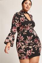 Forever21 Plus Size Floral Trumpet-sleeve Dress