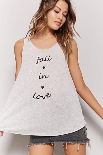 Forever21 Fall In Love Graphic Trapeze Tank