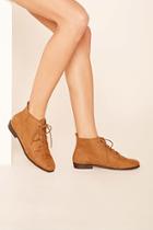 Forever21 Women's  Tan Faux Suede Ankle Booties