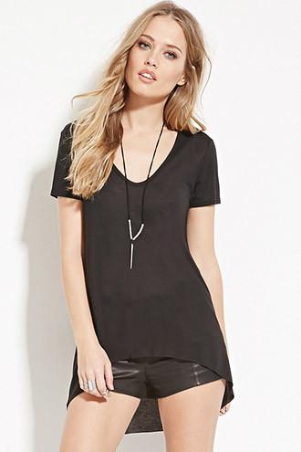 Forever21 Women's  Black Scoop-neck Tee