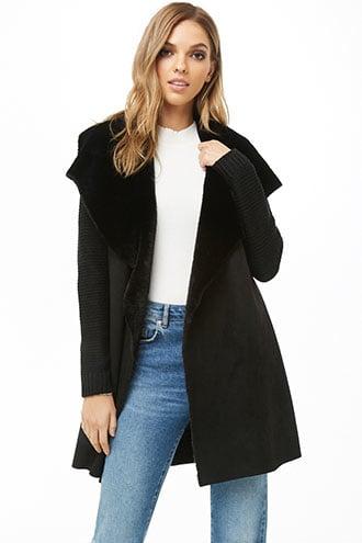 Forever21 Draped Faux Fur-trim Jacket