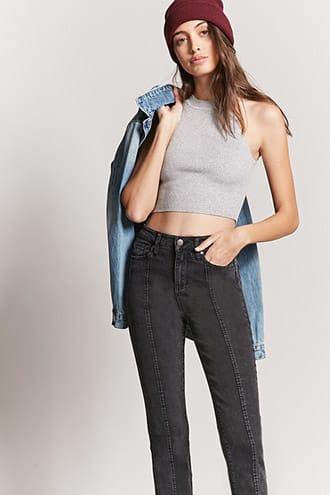 Forever21 Ribbed High-neck Crop Top