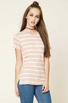 Forever21 Women's  Mauve & Cream Striped Knit Tee