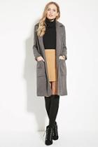 Forever21 Women's  Charcoal Heather Ribbed Knit Overcoat