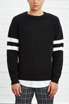 21 Men Men's  Ribbed Varsity-stripe Sweater