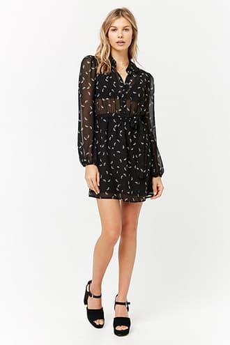 Forever21 Fan Print Shirt Dress