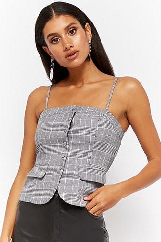 Forever21 Glen Plaid Button Cami
