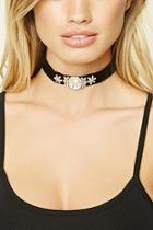 Forever21 Black & Clear Rhinestone Velvet Choker