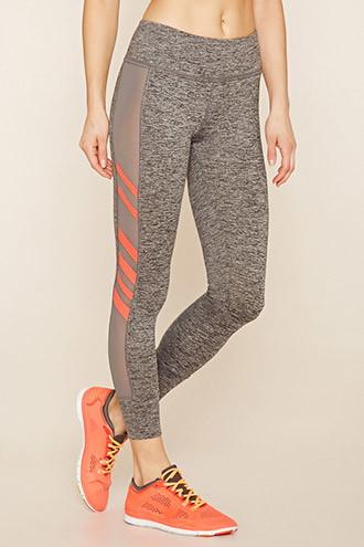 Forever21 Women's Charcoal & Sunset Active Mesh-paneled Leggings