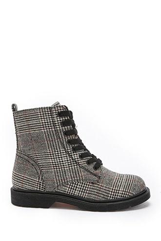 Forever21 Glen Plaid Combat Boots