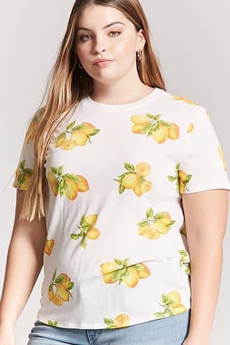 Forever21 Plus Size Lemon Print Tee