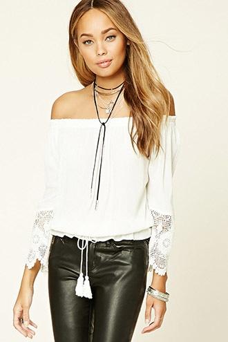 Forever21 Off-the-shoulder Lace Top