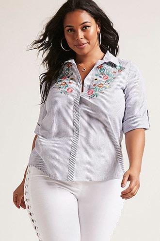Forever21 Plus Size Embroidered Shirt