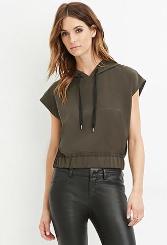 Love21 Women's  Contemporary Drawstring Hood Top